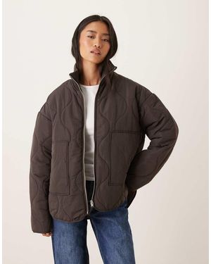 JJXX Serena High Neck Quilted Jacket - Brown