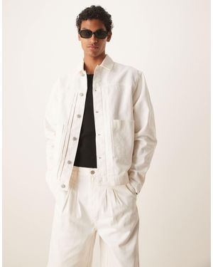 ASOS Co-ord Pleated Harrington Jacket - Natural