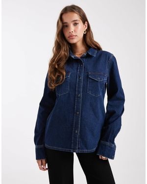 Dr. Denim Chemise en jean d'épaisseur moyenne à manches longues et coupe classique structurée - indigo foncé - Bleu