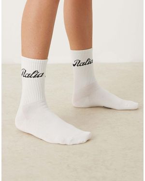 SUI AVA Italia Slogan Sport Socks - Natural