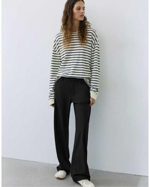 Pull&Bear Striped Smart Trousers - Black