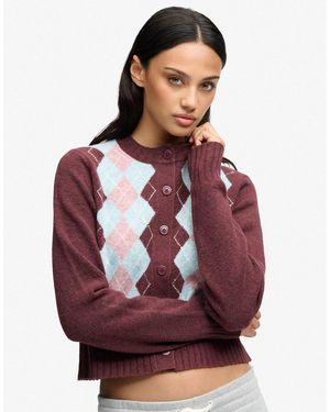 Superdry Argyle strickjacke - Rot
