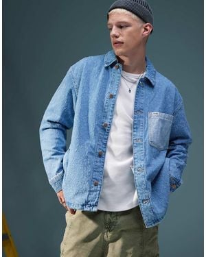 Wrangler Novak Acid Wash Denim Chore Jacket Relaxed Fit - Blue