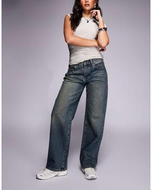 Princess Polly Night Owl Mid Rise Straight Leg Jeans - Blue