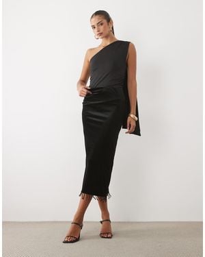 ASOS Velvet Fringed Maxi Skirt - Black