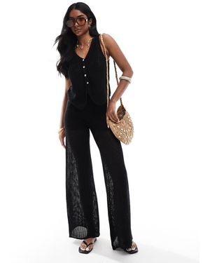 Pull&Bear Crochet Knitted Trouser Co-Ord - Black