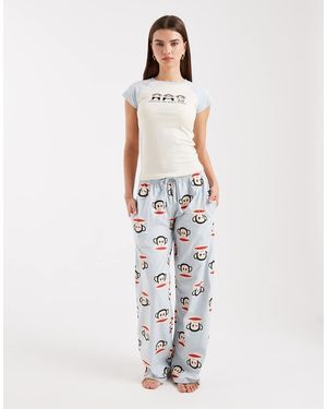 Daisy Street Pijama De Manga Corta De X Paul Frank-Azul - Blanco