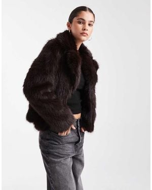 New Look Cropped Faux Fur Jacket - Black