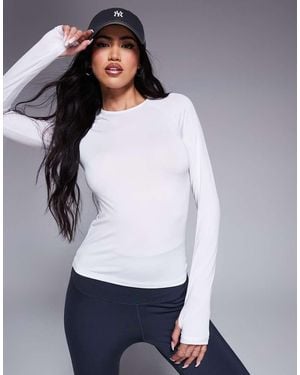 ASOS Icon Slim Fit Active Long Sleeve Top - White