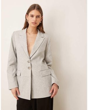 Y.A.S Oversized Tortoise Button Tailored Blazer - Natural