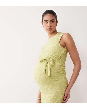 Mama.licious Mamalicious Materniy Textured Jersey High Neck Maxi Dress - Green