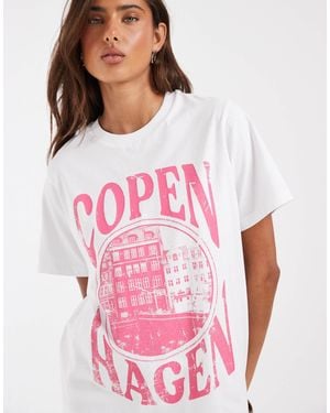 ASOS Regular Fit Tee With Copenhagen Graphic - Pink