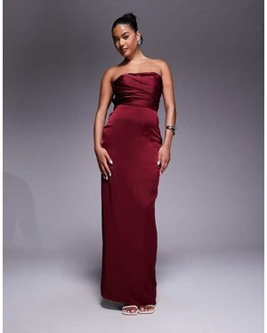 Jarlo Bandeau Satin Maxi Dress With Bow Back - Red