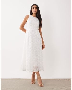 Vila Floral Jacquard Maxi Dress - White