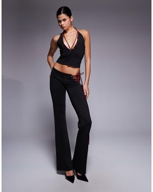 I.AM.GIA Onyx Low Rise Lace Up Eyelet Detail Flared Trousers - Grey