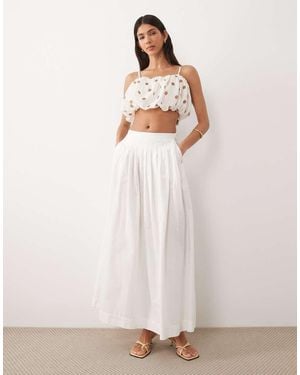 Gina Tricot Tailored Pleated Volume Midi Skirt - Natural