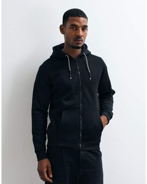 Brave Soul Zip Through Hoodie With Drawcords - Blue