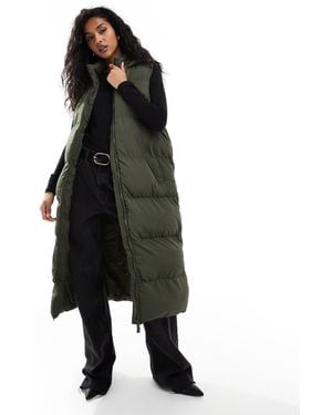 French Connection Longline Puffer Vest With Hood - Black