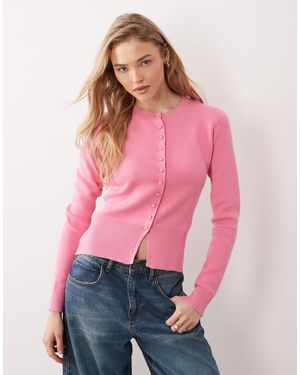 Threadbare Crew Neck Cardigan - Pink