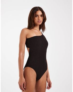 Vero Moda – gekräuselter badeanzug - Schwarz