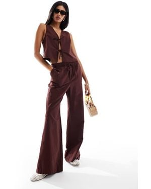 Miss Selfridge Linen Wide Leg Trouser Co-ord - Red
