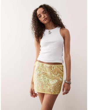 Collusion Sequin Mini Skirt - White