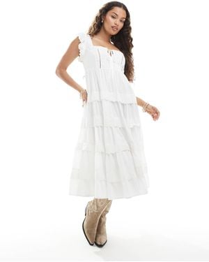 Miss Selfridge Broderie Trim Baby Doll Maxi Dress - White
