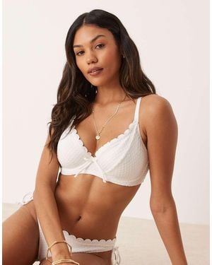 Peek & Beau Underwire Bikini Top With Textured Dot Detail - Brown