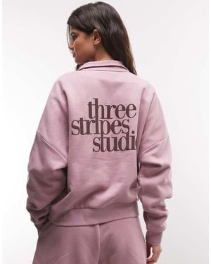adidas Originals Adidas Training Three Stripes Studios Quarter Zip Jumper - Pink
