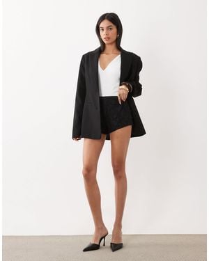 ASOS Co-ord Lace Shorts With Mandarin Trim - Black