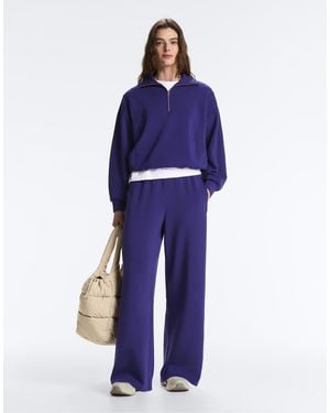 Oysho Wide Straight-Leg Trousers With Modal - Blue