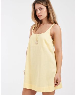 ASOS Asos Design Petite Scoop Neck Mini Shift Dress - Natural