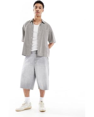 Bershka Denim Skater Shorts - Grijs