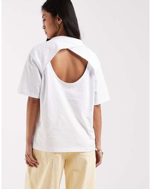 ASOS Top De Manga Corta Con Detalle De Capa En La Espalda De - Blanco