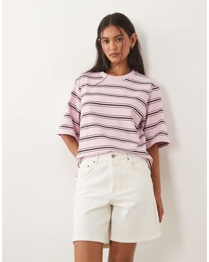 ARKET Zware Jersey Boxy T-Shirt Met Streep - Roze