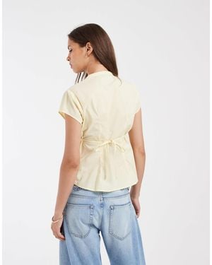 Hollister Cinched Short Sleeve Henley Shirt - White