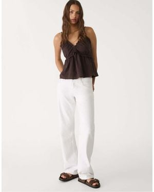 Stradivarius Top With Tie-Up Straps - White