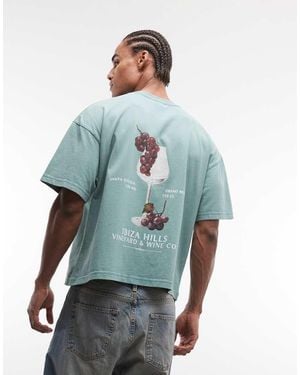 Faded Store Logo T-shirt Wine Back Print - Blue