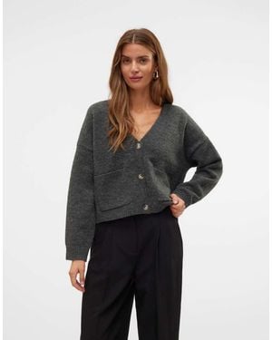 Vero Moda Cárdigan Gris Oscuro Jaspeado De - Multicolor