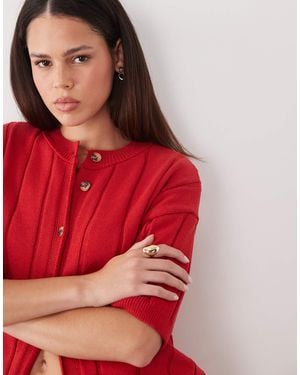 ASOS Knitted Cotton Cardigan Co-ord - Red