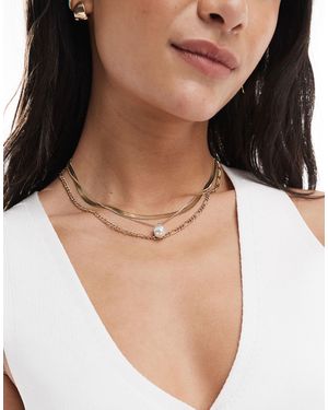 Pieces Collier chaîne multi-rangs avec perle - Neutre