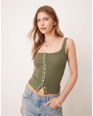 Free People End Game Pointelle Tank Top - Green