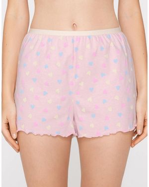 Tezenis Printed Cotton Shorts With Rolled Hem - Pink