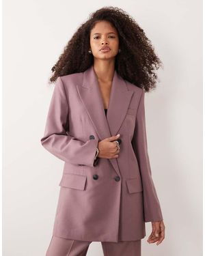 Mango Bangkok Wool Mix Double Breasted Blazer Co-Ord - Purple