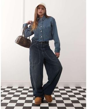 Noisy May Giacca Di Jeans Corta Squadrata Scuro - Blu