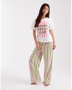 Threadbare – gestreifter pyjama-set - Pink