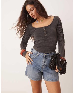 Free People Tippi Clean Denim Shorts - Grey