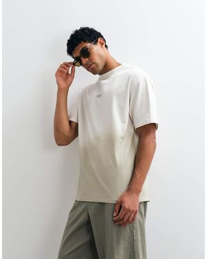 HUGO Nalono Camiseta Con Estampado Trasero Degradado En Verde Claro-Neutro - Blanco