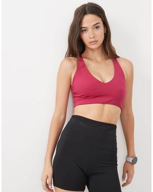 4505 Fuller Bust Active V-neck Racer Back Medium Support Sports Bra - Red