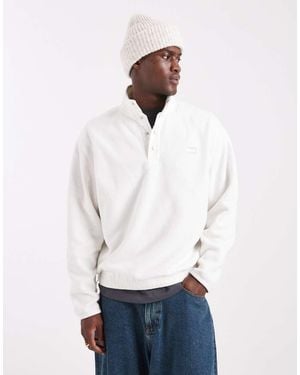 Tommy Hilfiger Flag Logo Button Up Polar Fleece - White